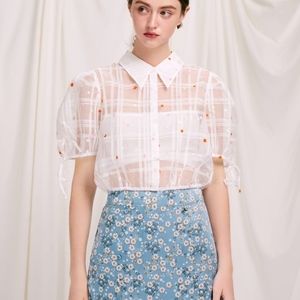 Petite Studio puff sleeve cropped blouse